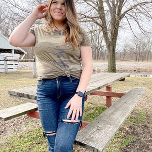 Zoe and liv camouflage pocket tee